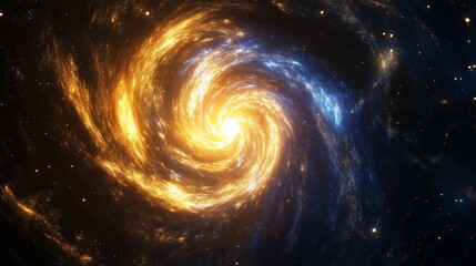 Cosmic Spiral Galaxy with Glowing Core.