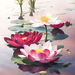pink water lily generative ia	