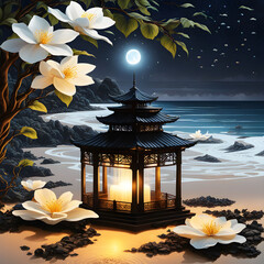 pavilion in the garden generative ia	