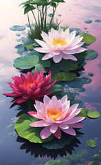 pink water lily generative ia	
