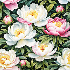 seamless pattern with pink lilies generative ia	
