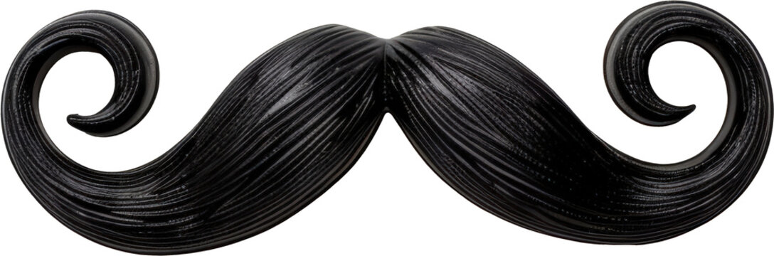 A black fake mustache with curled ends. Perfect for a fun costume or party.