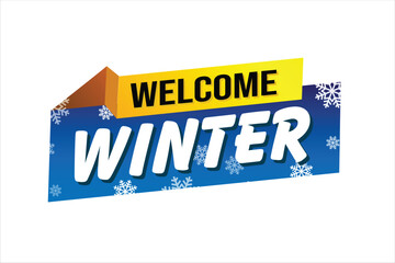 welcome winter word text concept icon logo sign symbol vector note blue style for use landing page, template, social media, web, mobile app, poster, banner, flyer, background, gift card, coupon

