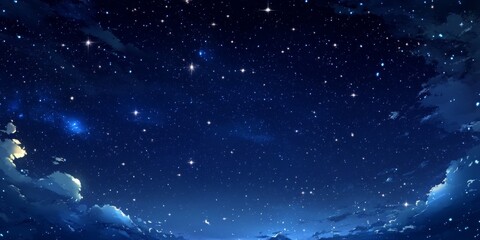 Fototapeta premium Starry Anime Sky: A Celestial Canvas Where Dreams Touch the Stars, Sparkling with Reachable Constellations in a Fantasy Night, storybook illustrations, comic strips, book illustrations and picture