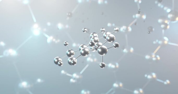 Pyridoxine rotating 3d molecule, molecular structure of vitamin b6, seamless video