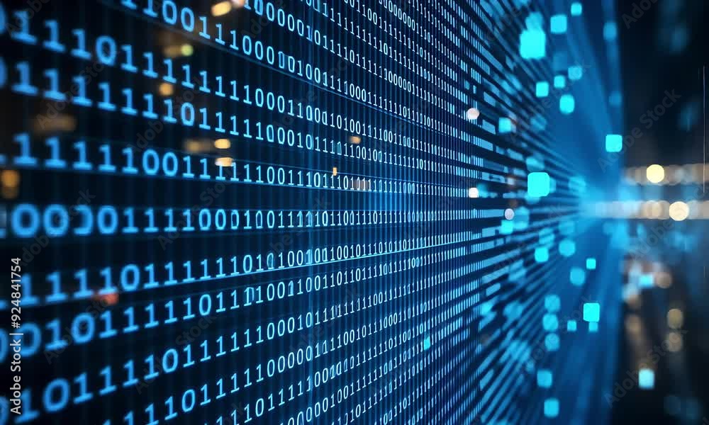 Wall mural binary code abstract background