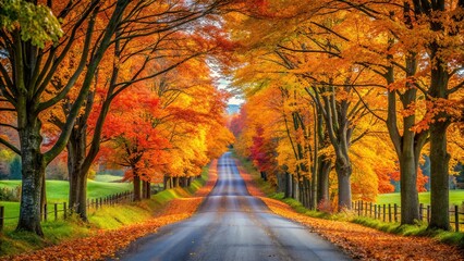 Empty country road through Autumn-coloured Boyne Valley trees, autumn, Boyne Valley, Ontario, country road, trees, foliage, fall