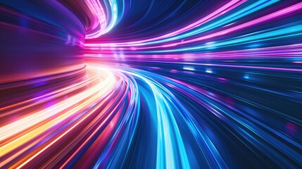 Abstract Background with Colorful Light Streaks and Speed Lines, Dynamic and Vibrant Visual Effect