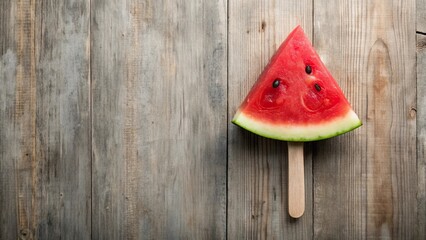 Watermelon carved into a popsicle with a wooden stick, watermelon, popsicle, carved, fruit, summer, refreshing, snack, healthy