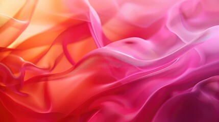 Obraz premium Abstract Cloth Waves Blurred Shapes in Pink and Red Hues with Soft Light. Dreamy and Dynamic Visual Effect
