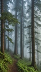 Obraz premium Misty forest pathway