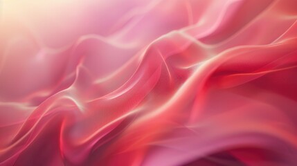 Obraz premium Abstract Cloth Waves Blurred Shapes in Pink and Red Hues with Soft Light. Dreamy and Dynamic Visual Effect