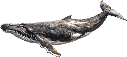 Fototapeta premium Humpback whale isolated on transparent background. PNG