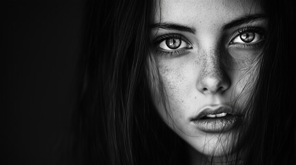 Fototapeta premium Minimalist Black and White Portrait with Intense Expression