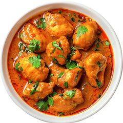 Chicken curry in a white bowl