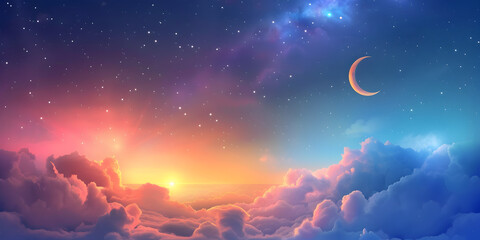 Ramadan dusk picture Beautiful religious background 
