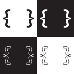 Curly bracket vector icon on white and black background. Vector illustration. EPS 10