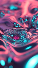 Vivid abstract background with neon blue and pink liquid shapes, ideal for technology, virtual reality, or futuristic designs, and marketing materials needing a modern aesthetic,