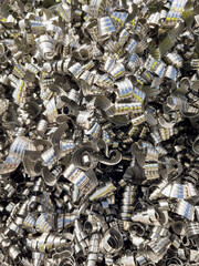 Curley stainless steel turnings from an industrial lathe