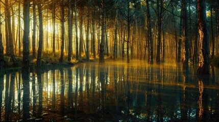 Light Reflected by Pines