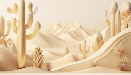 Pustynny krajobraz z kaktusami. Tapeta, grafika, tło
