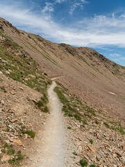 Panorama of the Ortler Alps near Stelvo Pass on a sunny day in summer