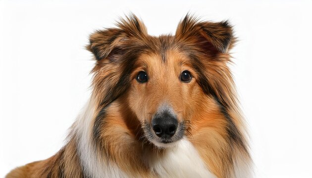 ラフ・コリーのポートレート（Rough Collie portrait on white background）
