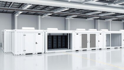 Modular Data Center Design, modular data center design with an image displaying prefabricated modular units, containerized data centers created with generative ai