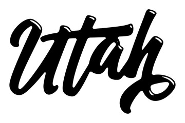 Fototapeta premium Utah state name written in street art-style liquid brush script lettering