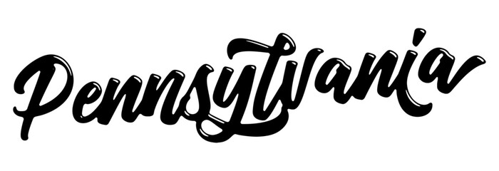 Pennsylvania state name written in street art-style liquid brush script lettering