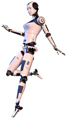 3D Rendering Female Robot on White