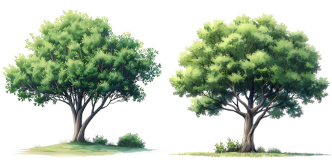 Two images of trees with transparent backgrounds