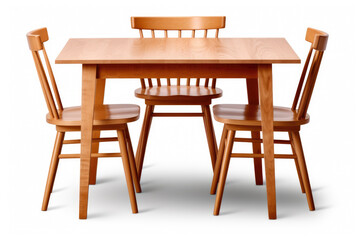 generated illustration of  contemporary dining table and chairs set against a white background.