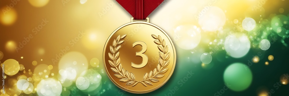 Wall mural winter championship medals. realistic trophy badge of circle design, greeting anniversary medallion,