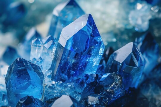 Group of sparkling blue crystals are shimmering in the light - Powered by Adobe