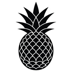 Pineapple silhouette icon. Isolated on white. Black Pineapple. Vector