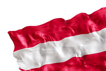 Realistic flag of Austria with folds, on transparent background. Footer, corner design element. Cut out. Perfect for patriotic themes or national event promotions. 3D render.