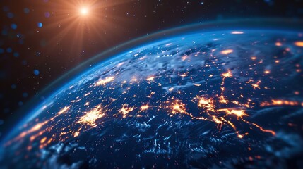 Earth from Space with City Lights