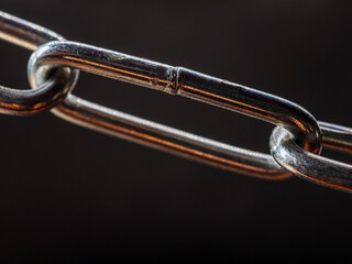 Close up Steel chain on black background