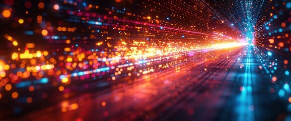 Fototapeta premium Abstract Digital Tunnel with Bright Lights