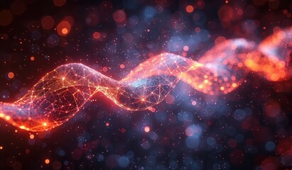 Abstract Digital Wave with Red and Blue Lights