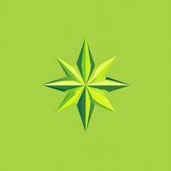 Green Geometric Star: A vibrant, minimalist design featuring a 3D-style green star on a light green background. The star's sharp, geometric edges and subtle textures create a modern, abstract aestheti