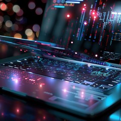 Futuristic Laptop with Neon Lights