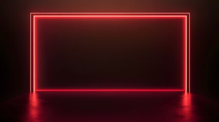 Neon Red Frame on Dark Background 