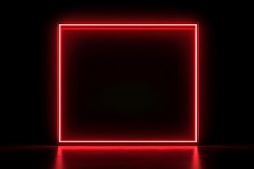 Neon Square on Black: A vibrant red neon square glows against a pitch-black background, offering a bold and modern backdrop. 