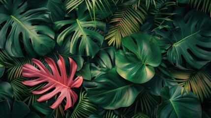 Vibrant Tropical Leaves with Detailed Textures Wallpaper