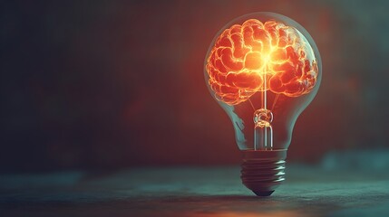3D Illuminated Brain Symbolizing Startup Innovation and New Ideas