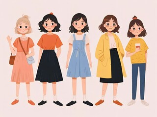Obraz premium Female solidarity friendship of girls, AI generated
