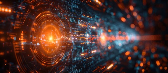 Obraz premium Abstract Digital Interface with Glowing Circles and Lines