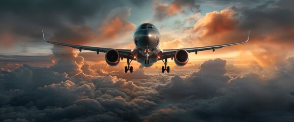 A Woman Flying As A Passenger In An Airplane, Bathed In Golden Tones, Creating A Warm And Serene Scene